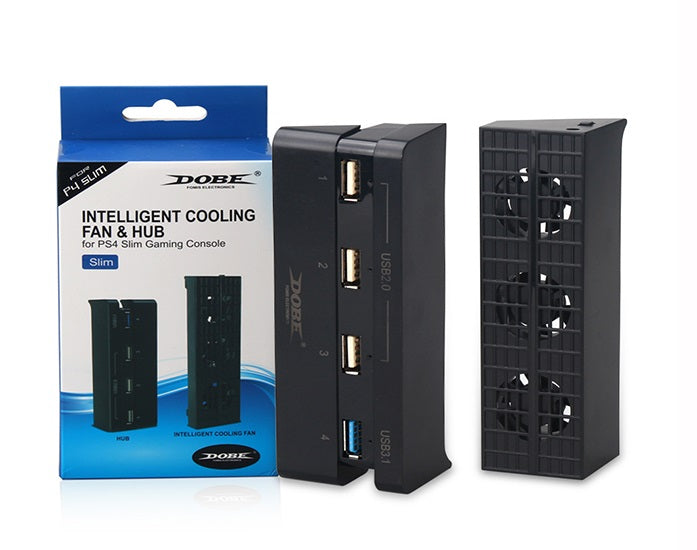 PS4 Slim 主機專用散熱扇 + USB HUB (DOBE)-1