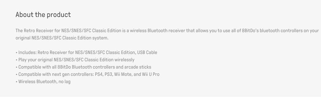 8Bitdo Wireless Bluetooth Retro Receiver for Mini NES/ SNES-5