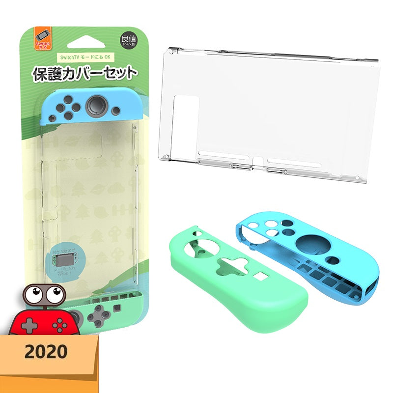 Switch 主機水晶殼 連 Joy-con 矽膠保護套裝 (動物之森療愈色)-1