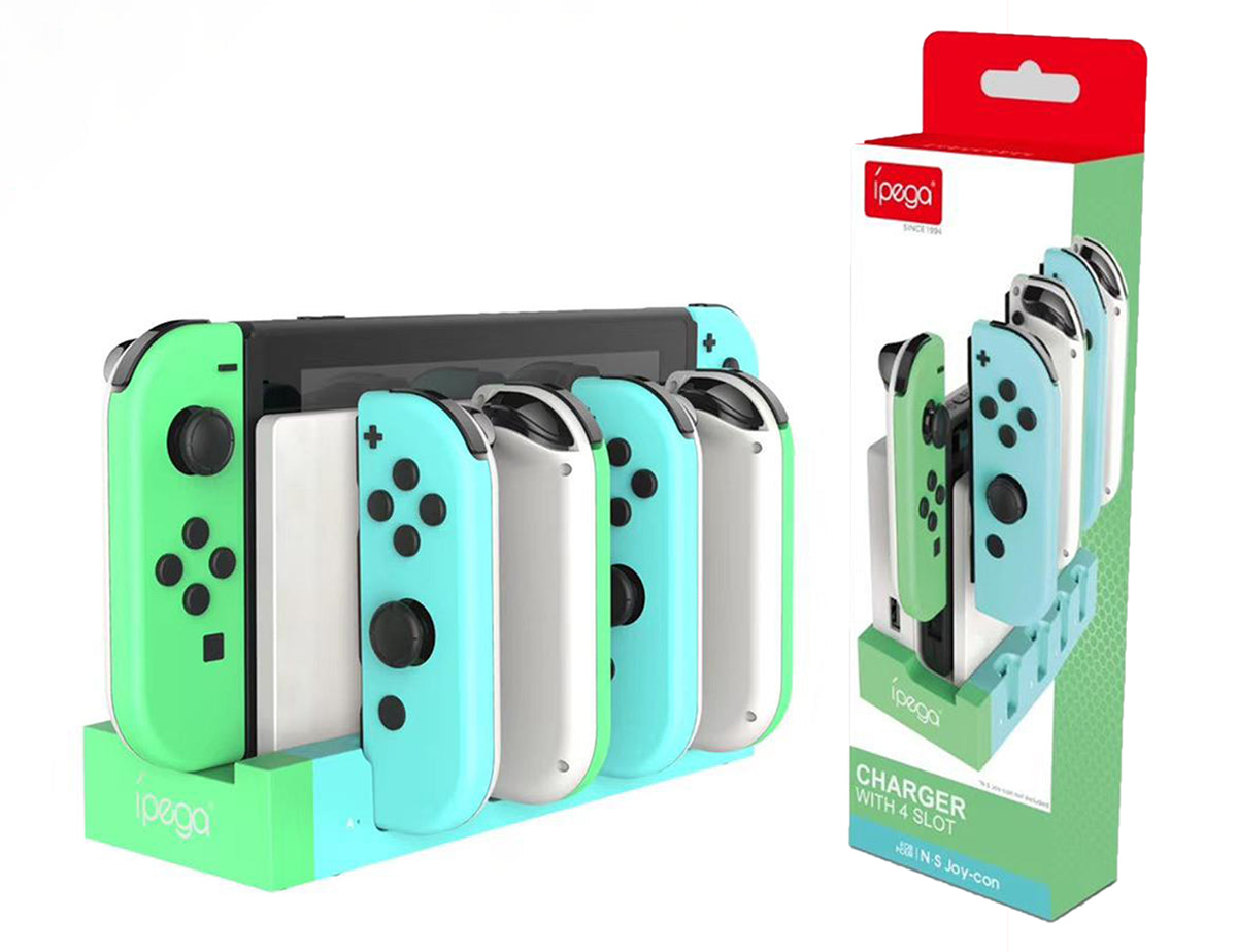 Switch 4插充电底座 (iPEGA, 白绿)