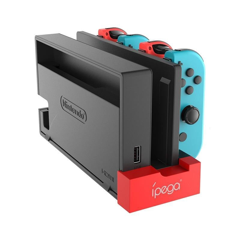 Switch 4插充电底座 (iPEGA, 红黑)-2