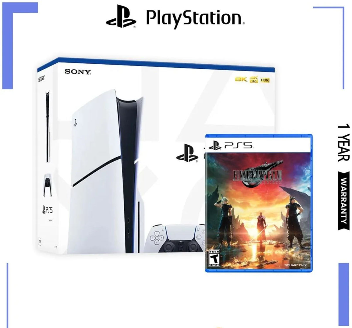 PS5 Slim Console + Final Fantasy VII Rebirth Bundle (Blu-ray Rom, HK)