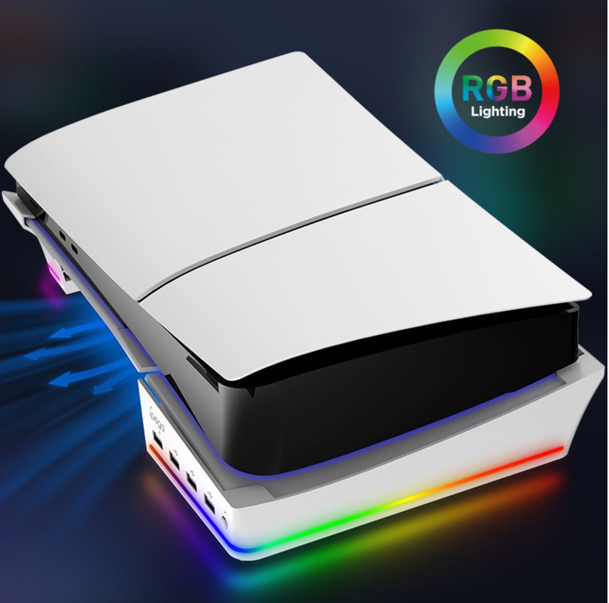 PS5 Pro/ Slim RGB 彩燈橫置式支架連USB擴充端子