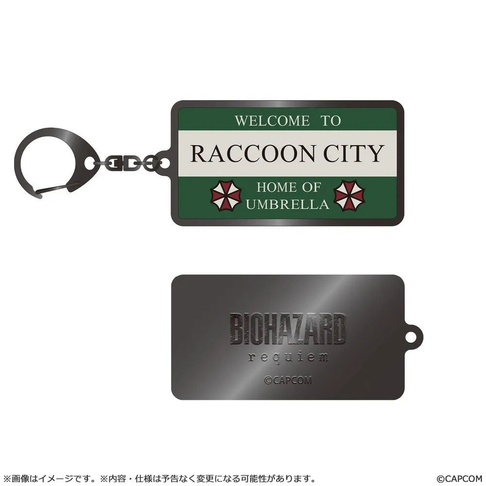 Resident Evil Requiem Limited Metal Keychain (Raccoon City Signboard)