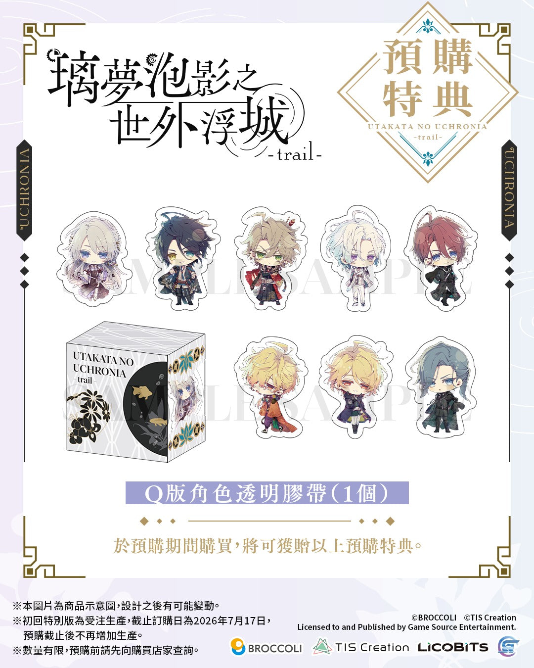 Utakata no Uchronia- trail Q-version Character Transparent Washi Tape