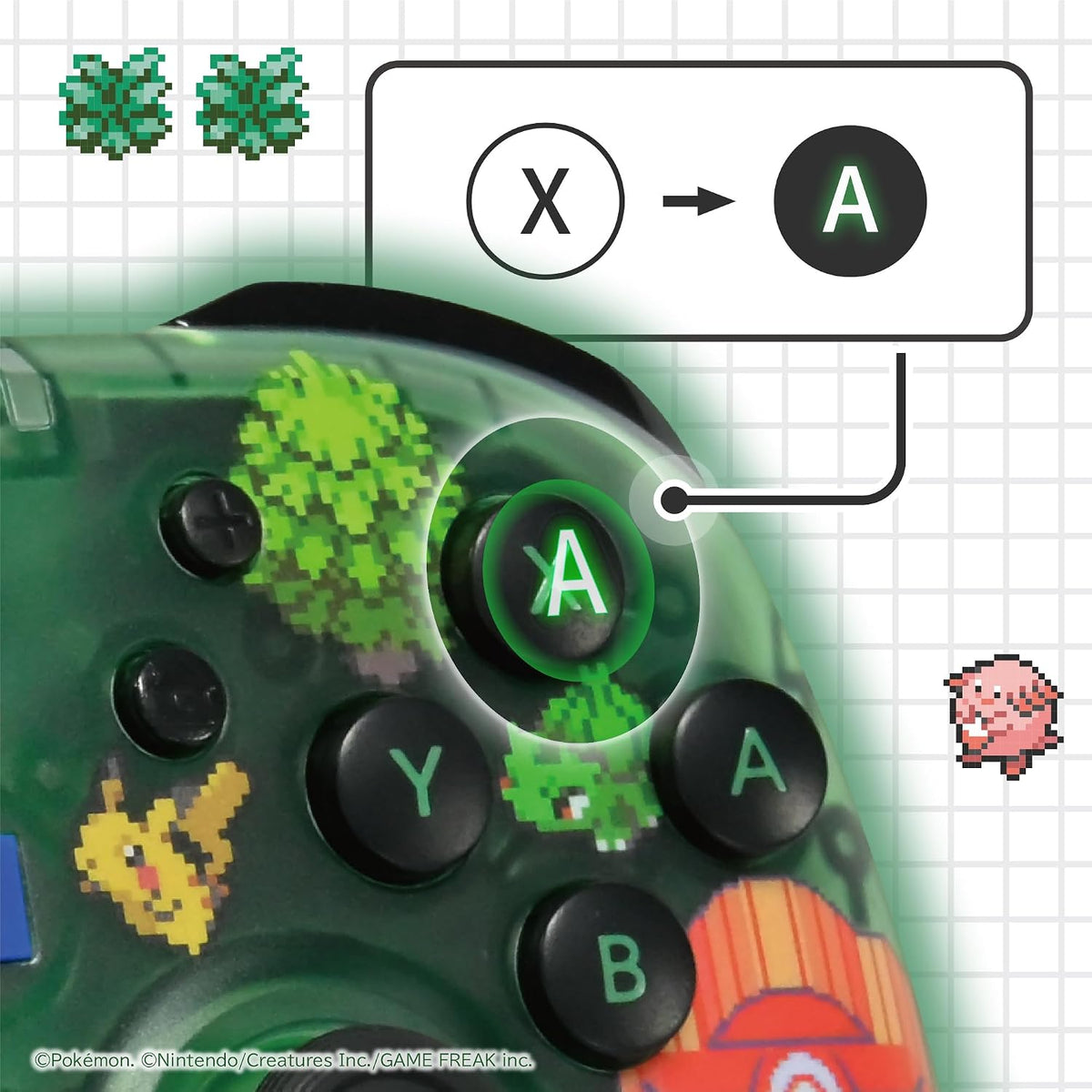 有線控制器 TURBO 青春版 (Pokemon Pixel Art 像素風 綠色, HORI)-5