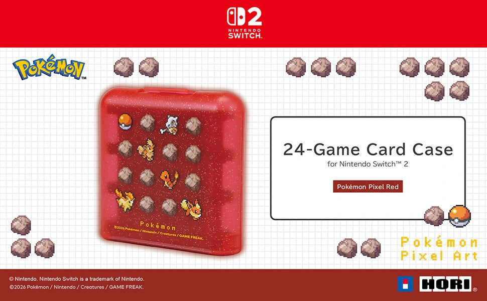 遊戲卡收納盒 24枚收納 (Pokemon Pixel Art 像素風 紅色, HORI)
