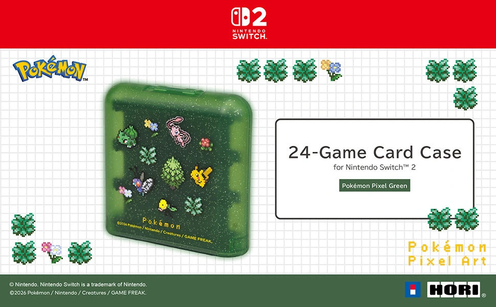 遊戲卡收納盒 24枚收納 (Pokemon Pixel Art 像素風 綠色, HORI)-1