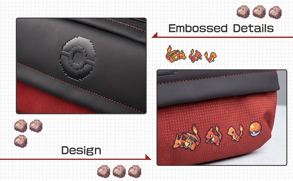 斜背手提单肩两用包 (Pokemon Pixel Art 宝可梦像素风 红色, HORI)-5