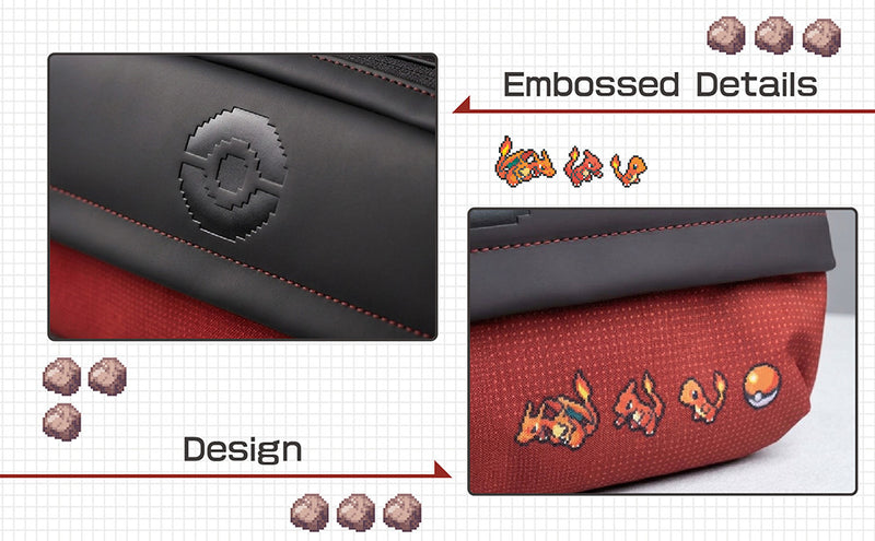 斜背手提单肩两用包 (Pokemon Pixel Art 宝可梦像素风 红色, HORI)-5