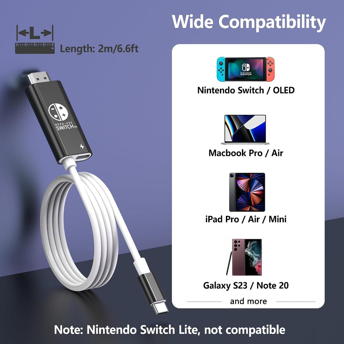 USB-C to HDMI Cable for Switch 1/2-5