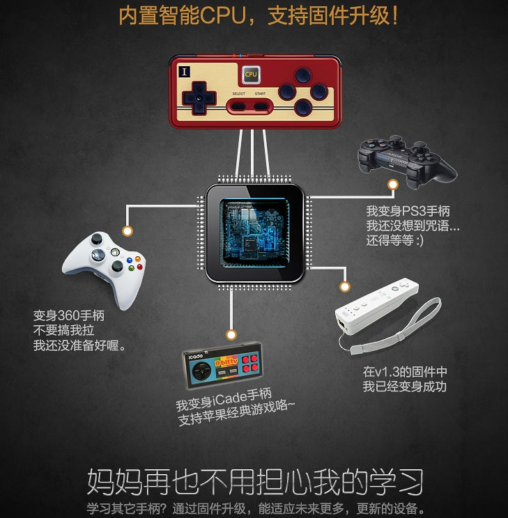 8bitdo Famicom Style FC30 Bluetooth & USB Controller (2 Player Bundle)-5